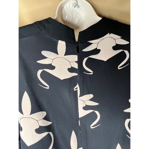 Tibi Ghost Orchid Silk Yoked Drop Waist Dress 4 - Picture 7 of 11